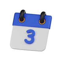 Minimal calendar event date icon. 3d render isolated illustration. png