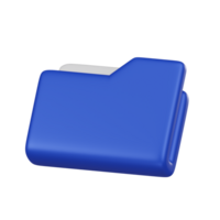 Minimal blue folder with document paper icon. 3d isolated illustration. png