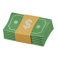 Stack of Cash with Currency Band 3D Icon png