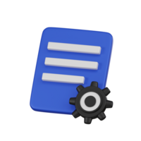 Minimal settings document and manage file icon. 3d render isolated illustration. png