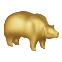 dourado Urso mercado símbolo 3d ícone png