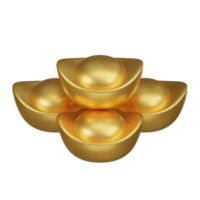Stacked Chinese Gold Ingots 3D Icon png