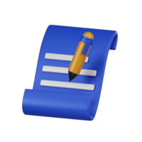 Minimal edit document file icon. 3d render isolated illustration. png