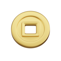 Traditional Chinese Gold Coin 3D Icon png