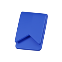 Minimal blue bookmark icon. 3d render isolated illustration. png