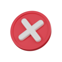 Minimal cancel, close, delete icon. 3d render isolated illustration. png