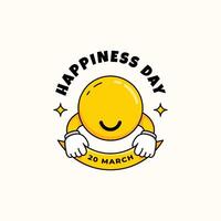 world happiness day illustration with groovy style vector