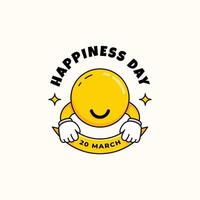 world happiness day illustration with groovy style vector