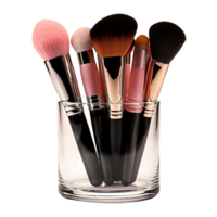 AI generated Professional makeup brushes set isolated on transparent background png