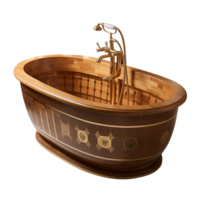 AI generated Wooden bathtub isolated on transparent background png