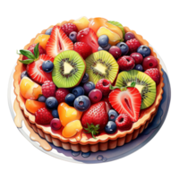 AI generated Fresh fruit tart isolated on transparent background png