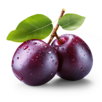 AI generated Plum with leaf isolated on transparent background png