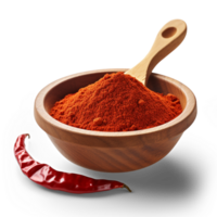 AI generated Wooden bowl full of red hot chili pepper isolated on transparent background png