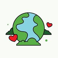 world earth day illustration with groovy style vector