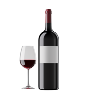 AI generated A bottle of red wine with a glass of wine isolated on transparent background png