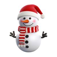 ai generiert Schneemann tragen Santa Hut isoliert auf transparent Hintergrund png