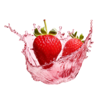 AI generated Strawberry juice splash isolated on transparent background png