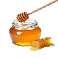 AI generated Honey jar with dipper isolated on transparent background png