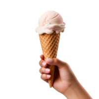 AI generated Hand holding ice-cream cone isolated on transparent background png