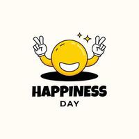 world happiness day illustration with groovy style vector