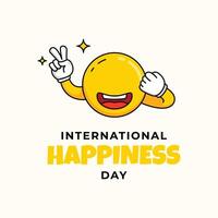 world happiness day illustration with groovy style vector