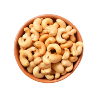 AI generated A bowl of cashew nuts isolated on transparent background png