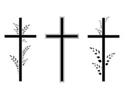 Church crosses set. Death and funerals vector illustration.