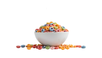 AI generated Fruit cereal in bow isolated on transparent background. FREE PNG