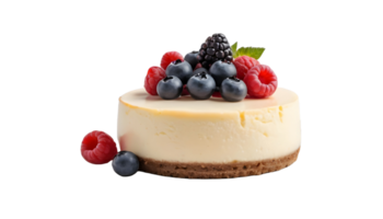 AI generated Cheese cake with blackberry isolated on transparent background. FREE PNG