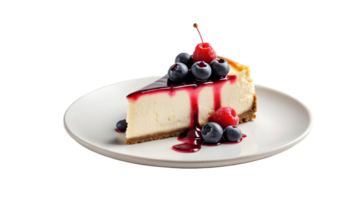 AI generated Cheese cake with blackberry isolated on transparent background. FREE PNG