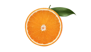 AI generated Slice of orange with leaf FREE PNG isolated on transparent background