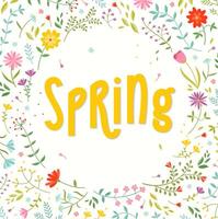 Vector spring card with lettering.