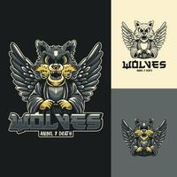 angel wolf esport logo character vector