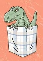 Vector illustration of dinosaur inside a pocket.