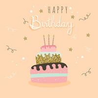 Happy birthday greeting card and party invitation set, vector illustration, hand drawn style.