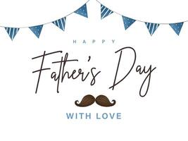 Fathers Day greeting card in blue tones with plaid men's bow tie and modern typography. Fathers Day modern watercolor illustration for web banner, fashion ads, poster, flyer, social media, promo vector