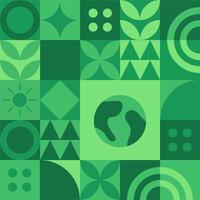 mundo ambiente día web modelo ilustración con moderno eco geométrico naturaleza mosaico. verde resumen geometría forma símbolo antecedentes para en línea tierra fiesta o Internet aterrizaje página vector