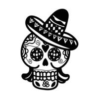 isolate calavera mexican skull hand drawn illustration on background vector