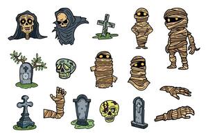 halloween character set flat illustrator on background vector