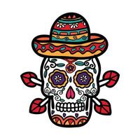 isolate calavera mexican skull hand drawn illustration on background vector