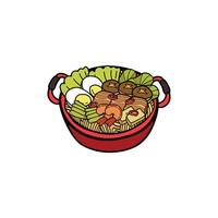 isolate suki yaki japanese food flat style illustration vector