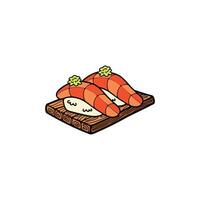 aislar sashimi Sushi japonés comida plano estilo ilustración vector