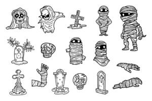 halloween character set flat illustrator on background vector