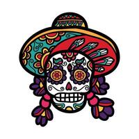 isolate calavera mexican skull hand drawn illustration on background vector