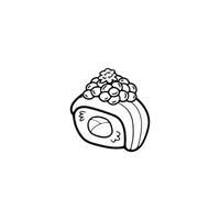 black and white isolate sashimi sushi japanese food flat style illustration vector