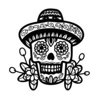 isolate calavera mexican skull hand drawn illustration on background vector