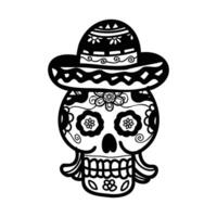 isolate calavera mexican skull hand drawn illustration on background vector