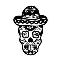 isolate calavera mexican skull hand drawn illustration on background vector