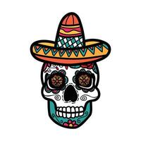 isolate calavera mexican skull hand drawn illustration on background vector