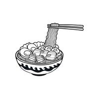 black and white isolate suki yaki japanese food flat style illustration vector